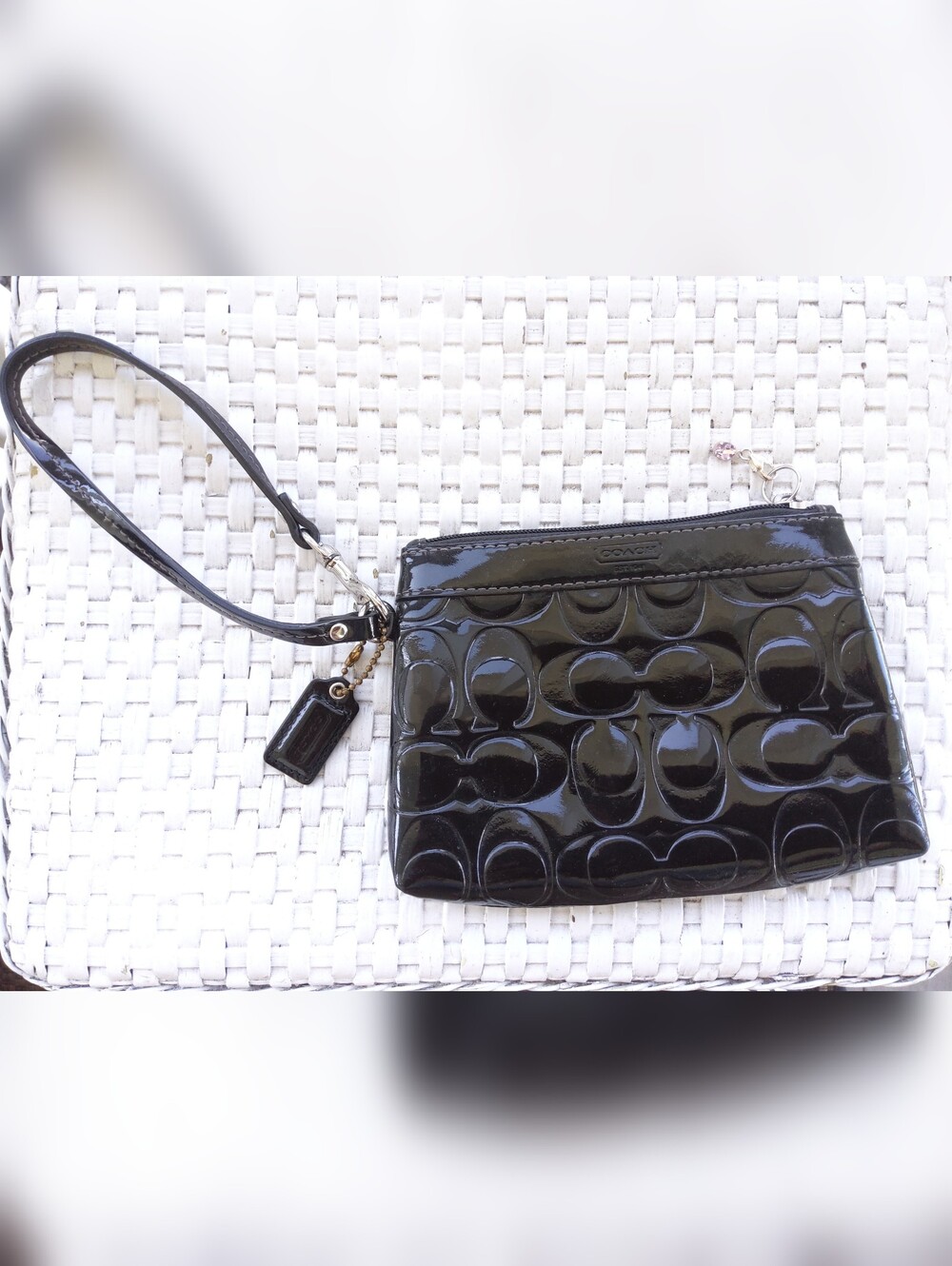 Coach Signature Patent Leather Clutch Wristlet